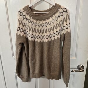 Maurices Brown and Cream Patterned Sweater
